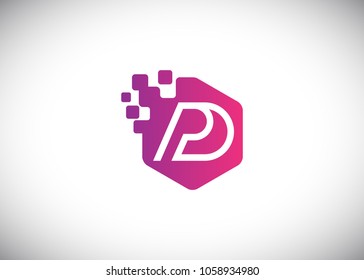 Hexagon PD Initial Logo designs with pixel texture
