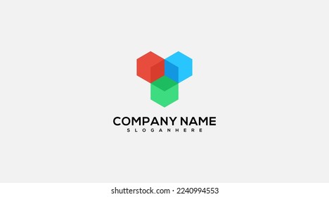 personas hexagonales diseñan el logotipo degradado colorido