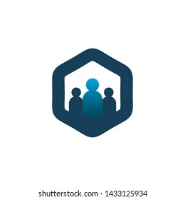 hexagon people group logo design
