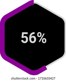 hexagon percentage diagram showing 56% ready-to-use for web design, user interface (UI) or infographic - indicator with purple and black