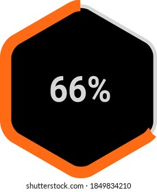 hexagon percentage diagram showing 66% ready-to-use for web design, user interface (UI) or infographic - indicator with orange and black.