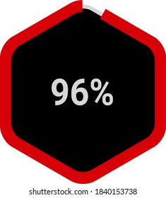hexagon percentage diagrams meters showing 96% ready-to-use for web design, user interface UI or infographic - indicator with red