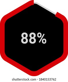 hexagon percentage diagrams meters showing 88% ready-to-use for web design, user interface UI or infographic - indicator with red