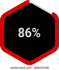 hexagon percentage diagrams meters showing 86% ready-to-use for web design, user interface UI or infographic - indicator with red