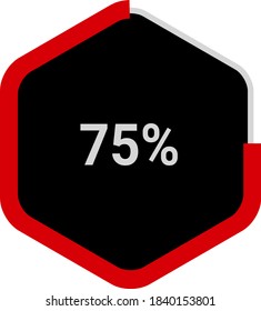 hexagon percentage diagrams meters showing 75% ready-to-use for web design, user interface UI or infographic - indicator with red