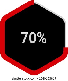 hexagon percentage diagrams meters showing 70% ready-to-use for web design, user interface UI or infographic - indicator with red