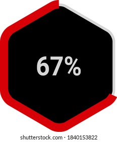 hexagon percentage diagrams meters showing 67% ready-to-use for web design, user interface UI or infographic - indicator with red