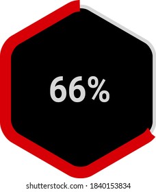 hexagon percentage diagrams meters showing 66% ready-to-use for web design, user interface UI or infographic - indicator with red