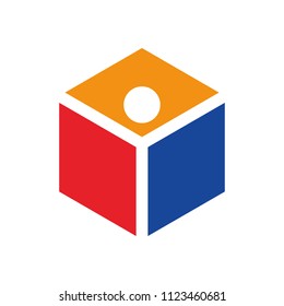 hexagon and person vector logo.
