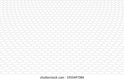 Hexagon  perspective grid. Abstract hexagonal background.