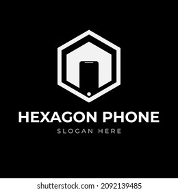 hexagon phone logo vector design template illustration
