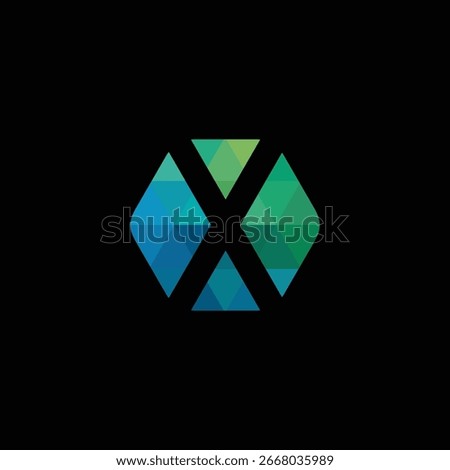 Hexagon Pixel Letter X Logo Design Vector Template