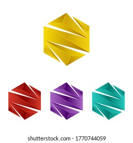 Diseño del logotipo del píxel hexagonal Vector Premium