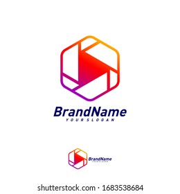 Hexagon Play Logo Design Template Vector. Creative Play logo concepts. Icon symbol