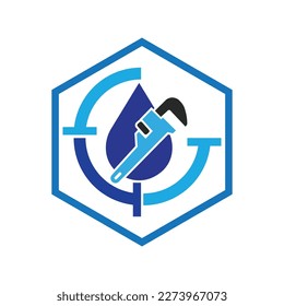 hexagon Plumbing logo creative vector illustrattion 