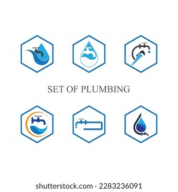hexagon Plumbing service  logo creative vector illustrattion