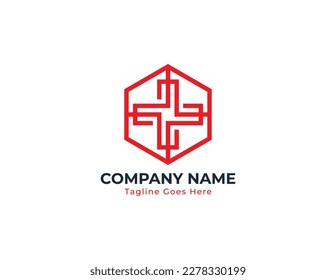 Hexagon Plus Medical Logo Concept Symbol Symbol Element Design. Klinik, Krankenhaus, Health Care Logotype. Logo-Vorlage für Vektorgrafiken