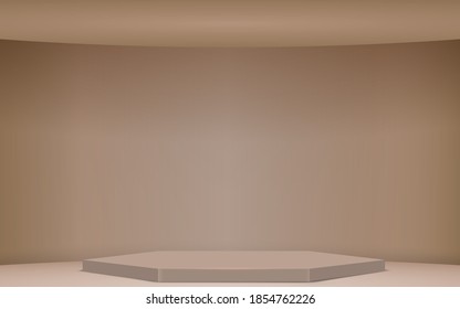 hexagon podium with spotlight in the gallery