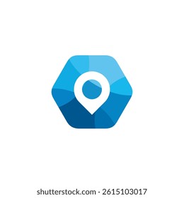 Hexagon Point Location Logo design vector template isolated on white background