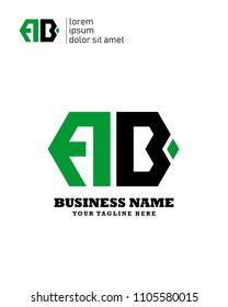 Hexagon or polygon initial A B logo concept vector, industrial logo.