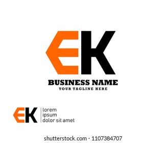 Hexagon or polygon initial E K logo concept vector, industrial logo.