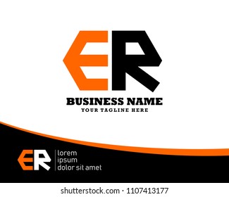 Hexagon or polygon initial E R logo concept vector, industrial logo.