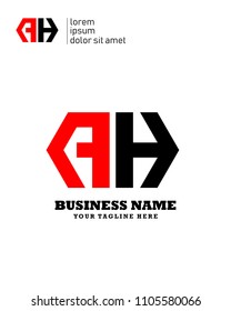 Hexagon or polygon initial A H logo concept vector, industrial logo.