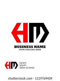 Hexagon or polygon initial H M logo concept vector, industrial logo.