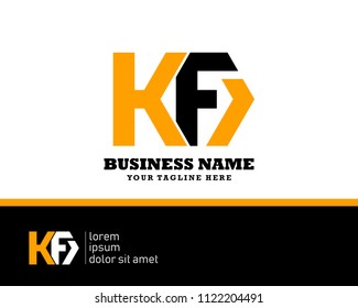 Hexagon or polygon initial K F logo concept vector, industrial logo.