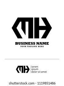 Hexagon or polygon initial M H logo concept vector, industrial logo.