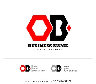 Hexagon or polygon initial O B logo concept vector, industrial logo.