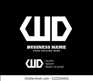 Hexagon or polygon initial W D logo concept vector, industrial logo.