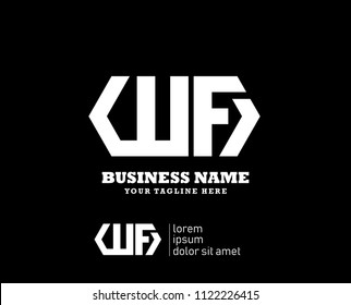 Hexagon or polygon initial W F logo concept vector, industrial logo.