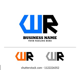 Hexagon or polygon initial W R logo concept vector, industrial logo.