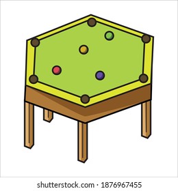 Hexagon Pool table. Clip art, Illustration, Vector Pool Table variation.