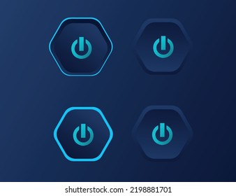 Hexagon Power Button Blue In Eps Format
