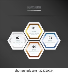 Hexagon presentation     gold, bronze, silver, blue color