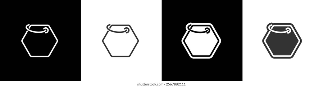 Hexagon price tag line and flat icon. Price tag icon vetor illustration in black white and transparent background. Eps10