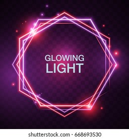 Hexagon Purple and red Neon light 