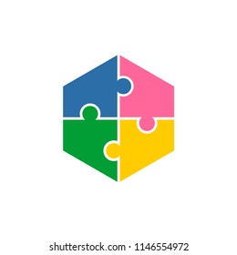 hexagon puzzle logo design template