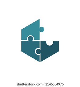 hexagon puzzle logo design template
