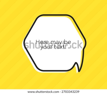 Hexagon quote frame blank. Space for message, citation, aphorism, motivation. Empty frame for information messages. Template quotes for wisdom. Background for text, speech bubble in quotes