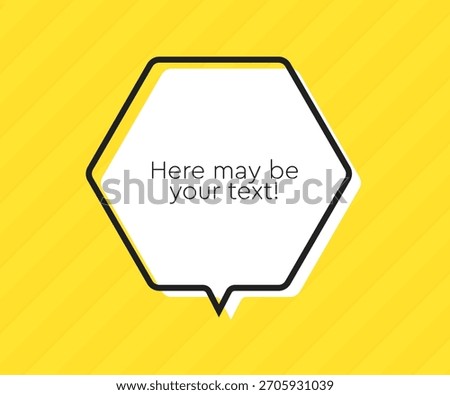 Hexagon quote frame blank. Space for message, citation, aphorism, motivation. Empty frame for information messages. Template quotes for wisdom. Background for text, speech bubble in quotes