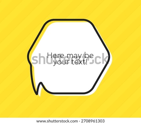 Hexagon quote frame blank. Space for message, citation, aphorism, motivation. Empty frame for information messages. Template quotes for wisdom. Background for text, speech bubble in quotes