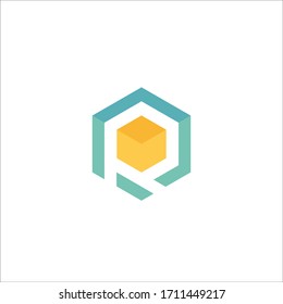 vector de icono de letra hexagonal R