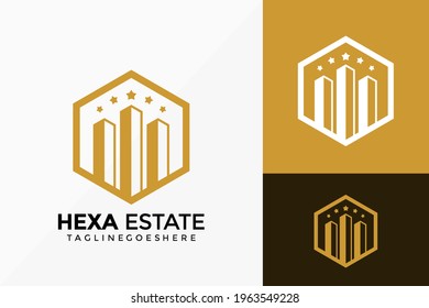 Hexagon Real Estate Logo Vector Design. Markenlogo, Design-Konzept, Logos, Logotyp-Element für Vorlage.