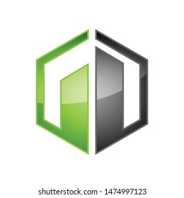Hexagon realty logo - Vector logo concept illustration. Hexagon geometric polygonal logo. 