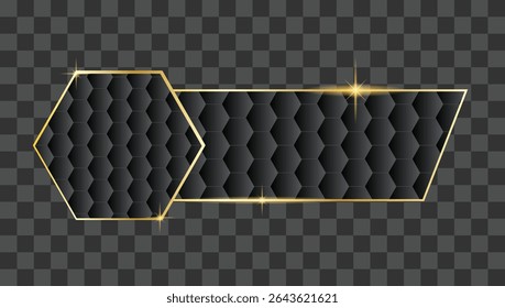 Hexagon Rectangle Frame with Shiny Glossy Effect on Transparent Background. Graphic elements and concepts for industrial illustration vector art