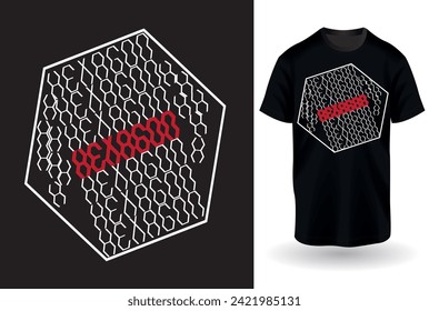 Hexagon Red Lined - Fresh colors and minimalist artwork style. Editable and printable design for t-shirts, mugs, graphic tee, sweatshirt, cases, etc.