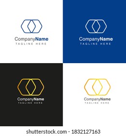 hexagon ring linked logo icon vector template 